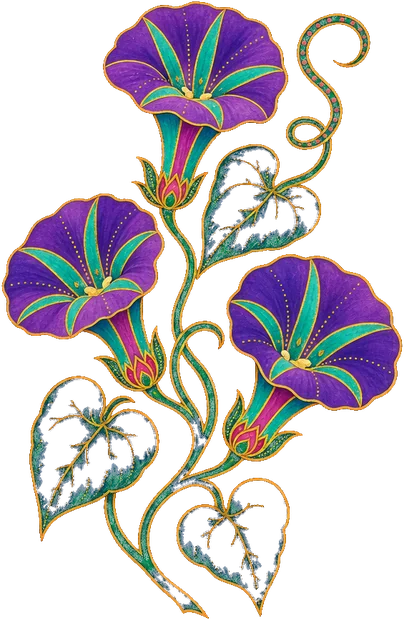 A painted morning-glory vine