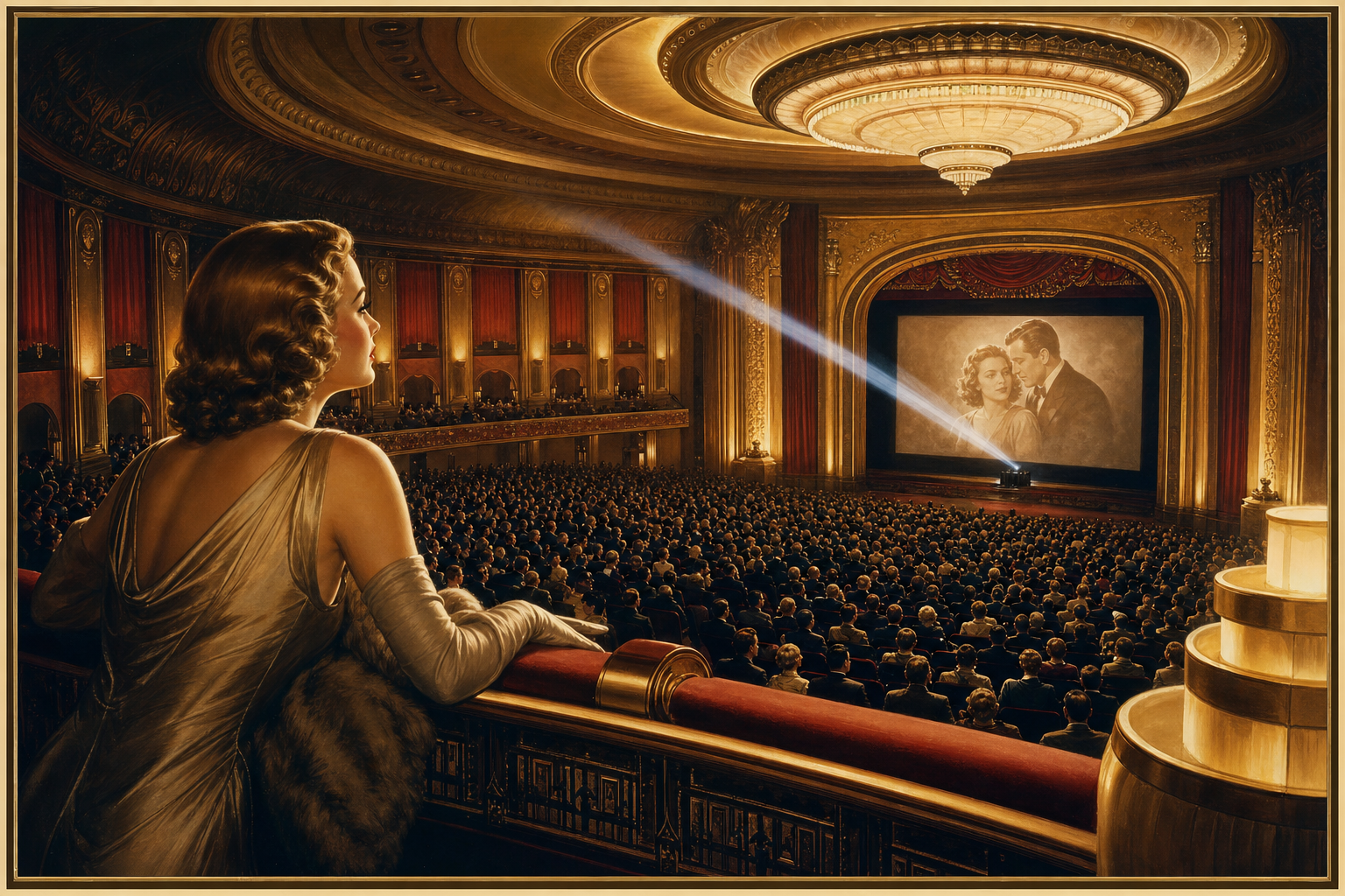 A picture palace auditorium seen from the balcony